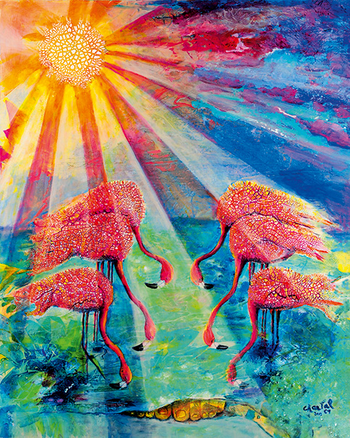 Weltgebetstag, immer der erste Freitag im März, weltweit Das Plakat zum Weltgebetstag 2015 stammt von den Bahamas und zeigt farbenfroh Flamingos, die unter der strahlenden Sonne auf einer Wiese etwas zu fressen suchen